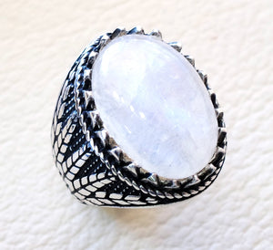 Pierre de lune pierres naturelles dur al Najaf hommes anneau bijoux Sterling argent 925 superbe véritable GEM deux Ottoman style arabe bijoux toutes les tailles