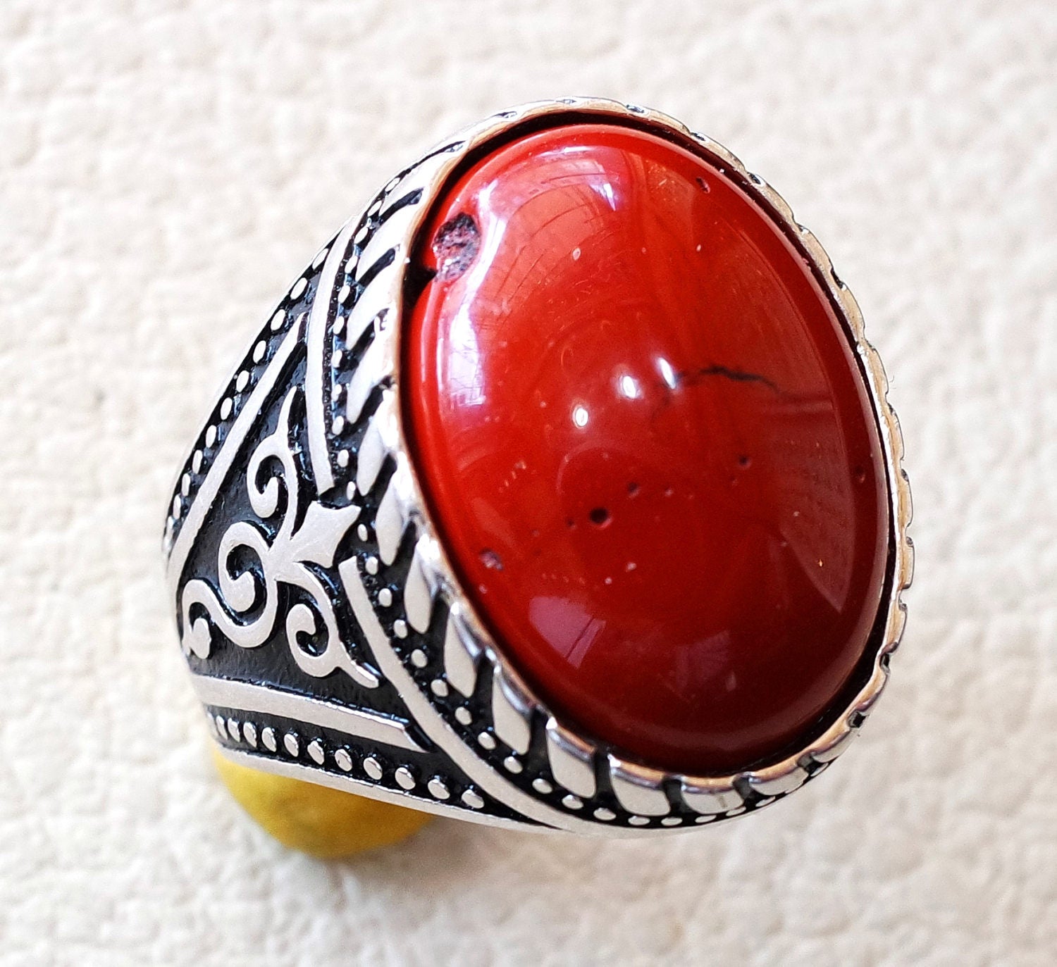 Red Jasper Man Ring Stone Natural Aqeeq GEM sterling silver 925 bague homme ovale semi précieux cabochon bijoux rapide expédition toutes les tailles