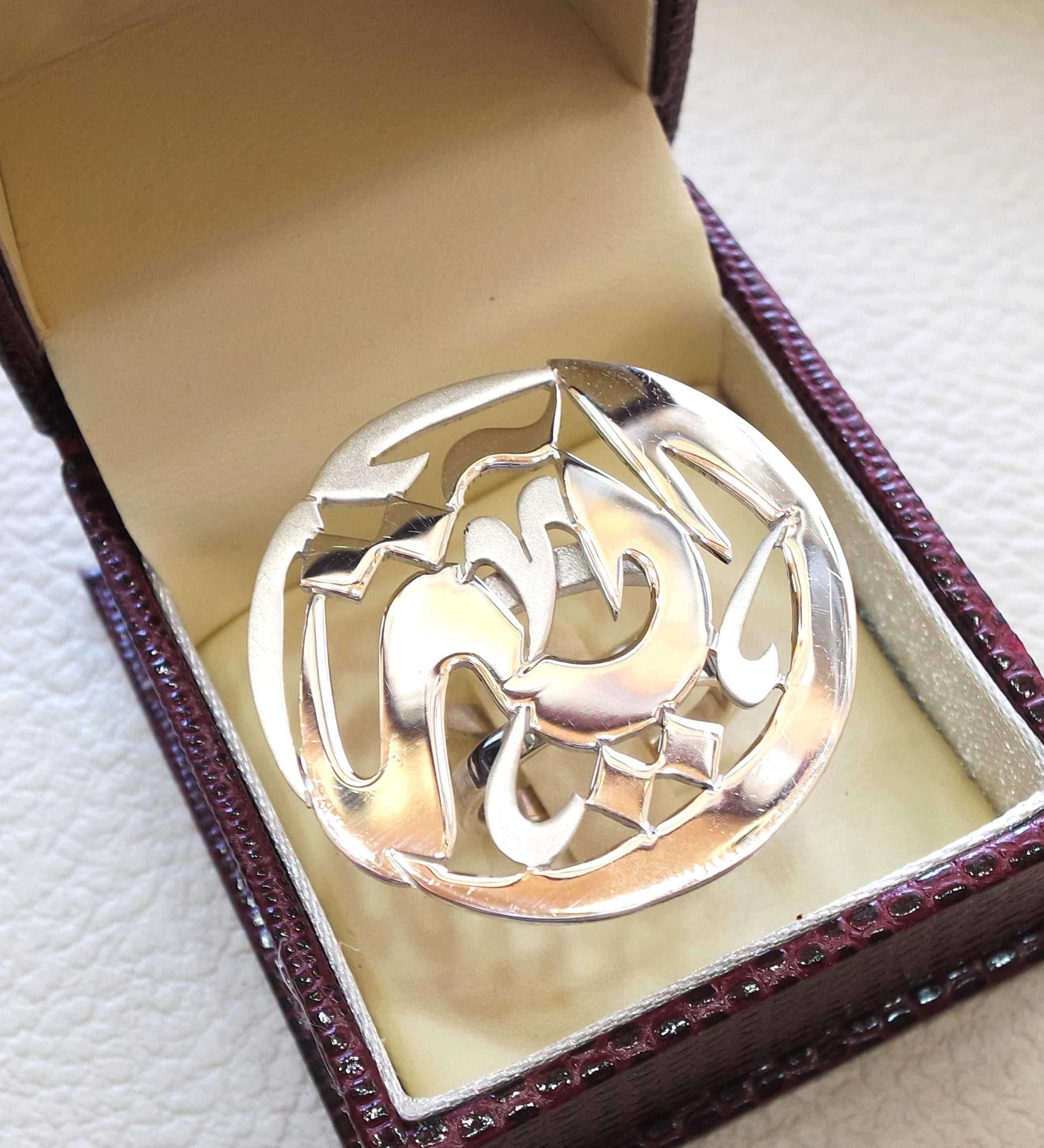 arabe personnalisé calligraphie nom rond double tige anneau en argent sterling 925 conçu pour s'adapter à toutes les tailles bijoux de haute qualité
