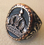 Royal Crown Men Ring sterling silver 925 Vintage Style bronze gros bijoux lourds toutes les tailles King noir et blanc