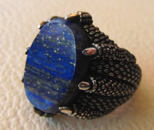 lapis Lasurite naturel semi précieux bleu Pierre homme Sterling argent 925 anneau pierre gemme ovale bijou plat toutes tailles