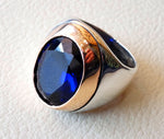 sapphire ring synthetic spinel stone identical to genuine gem men ring sterling silver 925 bronze frame huge gemstone any size jewelry