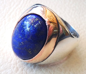 lapis lazuli oval cabochon natural blue stone ring bronze and sterling silver 925 men jewelry all sizes 18 * 13 mm ottoman middle eastern