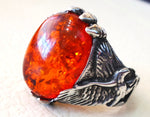 Baltic Amber haute qualité imitation Stone identique à véritable Eagle Man Ring sterling silver 925 toutes les tailles expédition rapide bijoux animaux