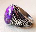 purple copper mohave turquoise top quality semi precious natural stone sterling silver 925 men ring turkish arabic style jewelry all sizes