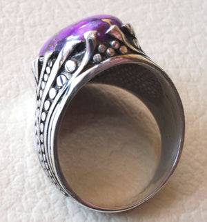 purple copper mohave turquoise top quality semi precious natural stone sterling silver 925 men ring turkish arabic style jewelry all sizes