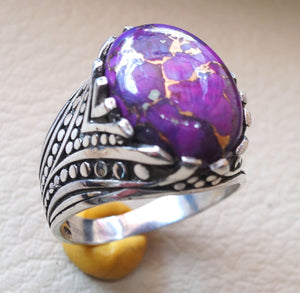 purple copper mohave turquoise top quality semi precious natural stone sterling silver 925 men ring turkish arabic style jewelry all sizes