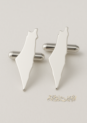 cufflinks , cuflinks Palestine map engraving calligraphy Arabic customized any name or letters made to order sterling silver 925 men jewelry CFP01