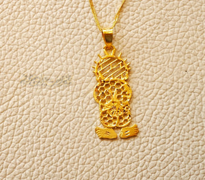 Handalah 21K gold Palestine refugee symbol pendant with Disco chain gold jewelry arabic fast shipping حنظلة حنضلة فلسطين ناجي العلي