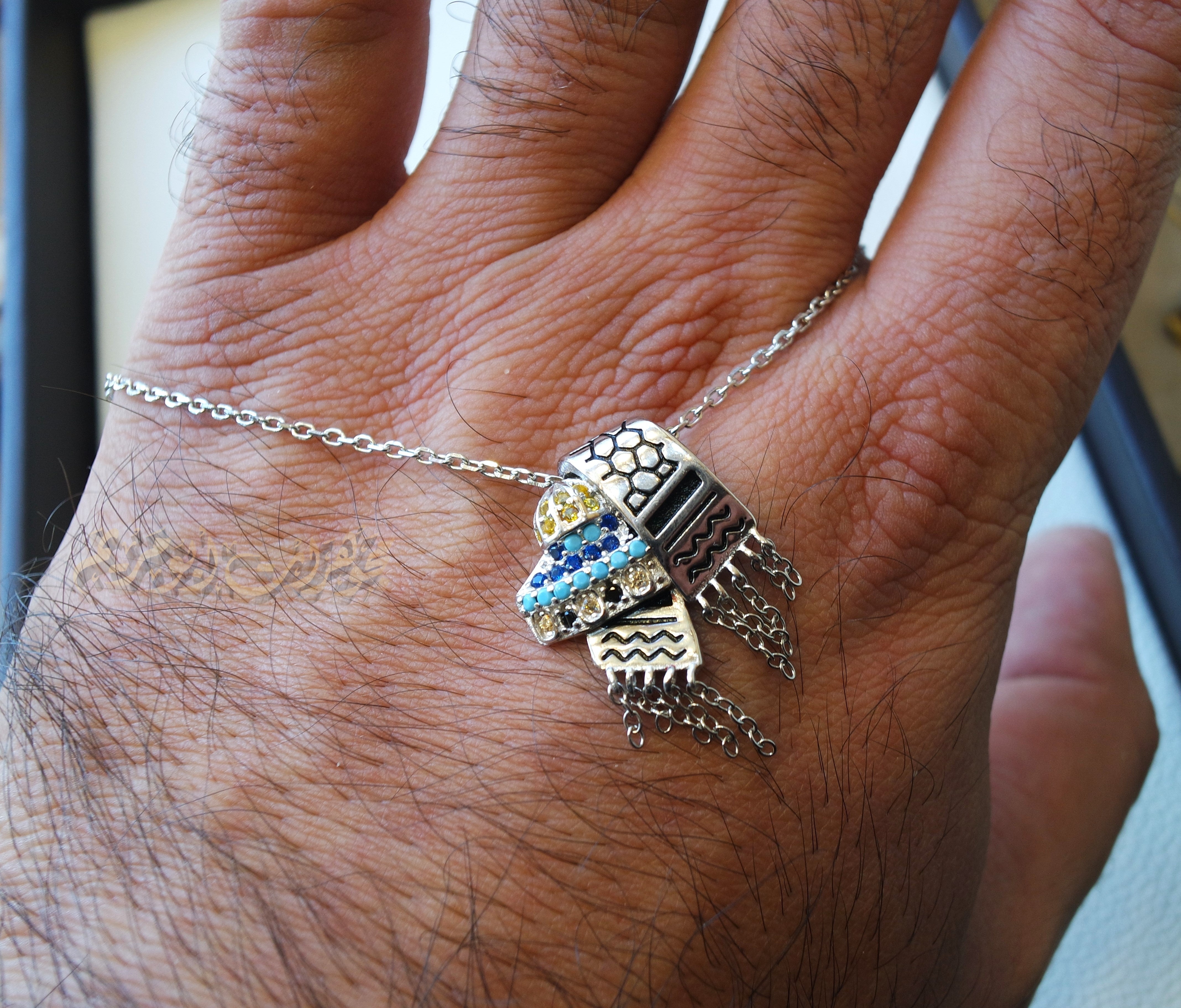 Palestine koufeyeh ِAqsa necklace sterling silver 925 high quality jewelry koufyeh Arabic fast shipping  قبة الصخرة كوفية كوفيه خارطه فلسطين