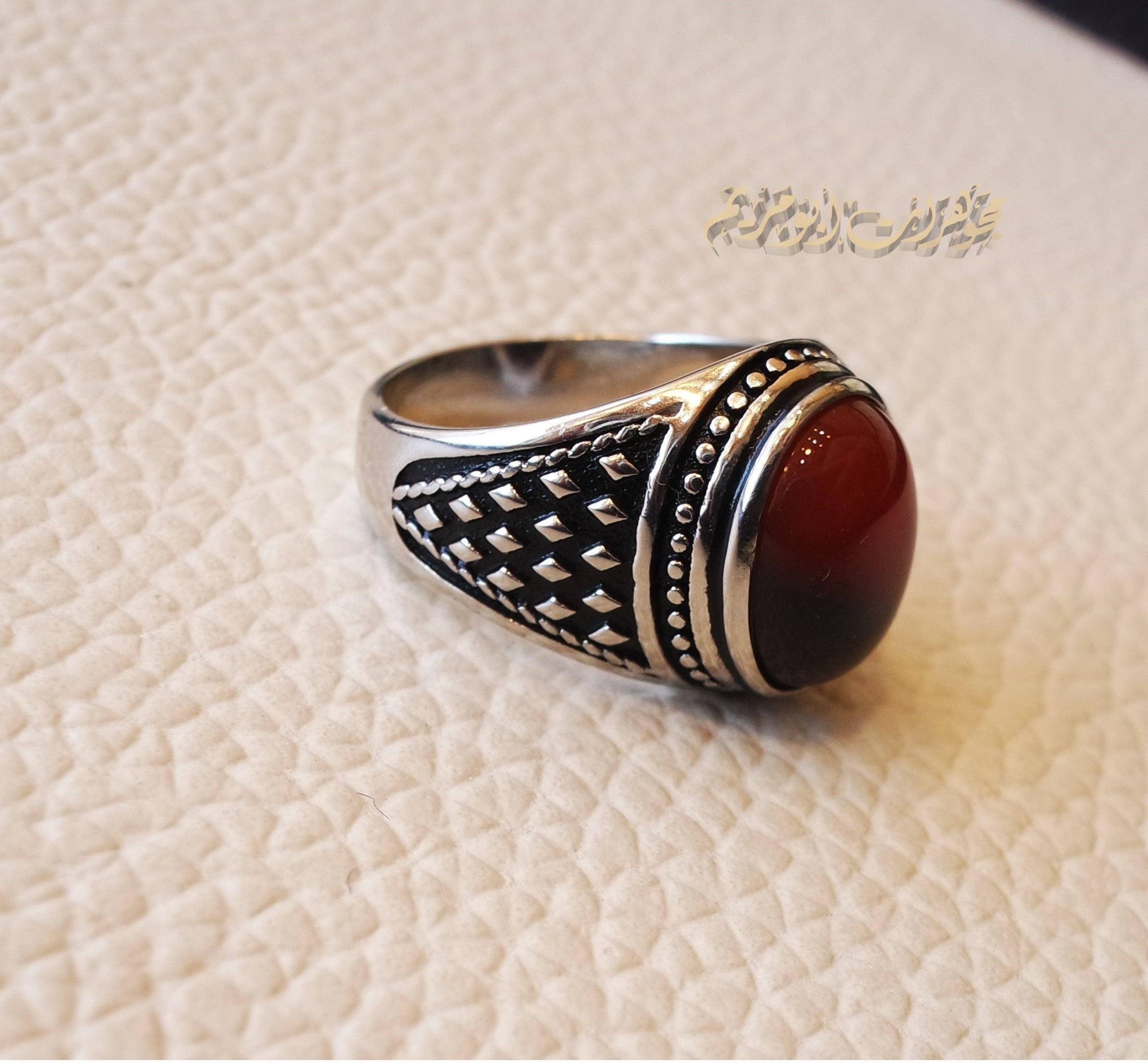 Kids ring red Aqeeq agate carnelian natural stone sterling silver 925 , perfect for adult pinkie or for boys or girls children jewelry