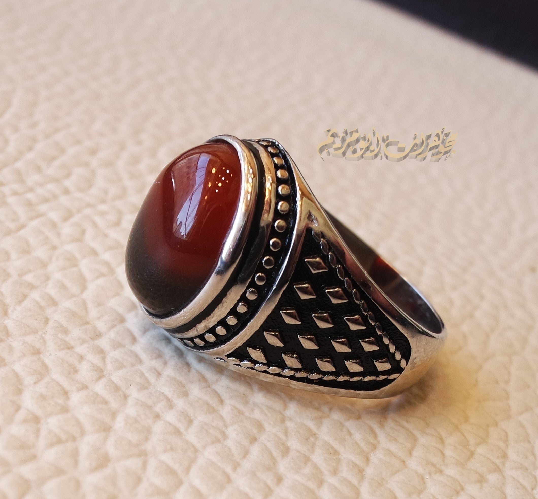 Kids ring red Aqeeq agate carnelian natural stone sterling silver 925 , perfect for adult pinkie or for boys or girls children jewelry