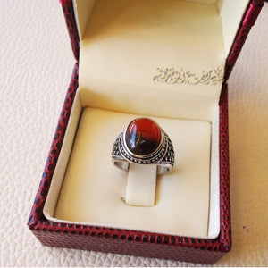 Kids ring red Aqeeq agate carnelian natural stone sterling silver 925 , perfect for adult pinkie or for boys or girls children jewelry