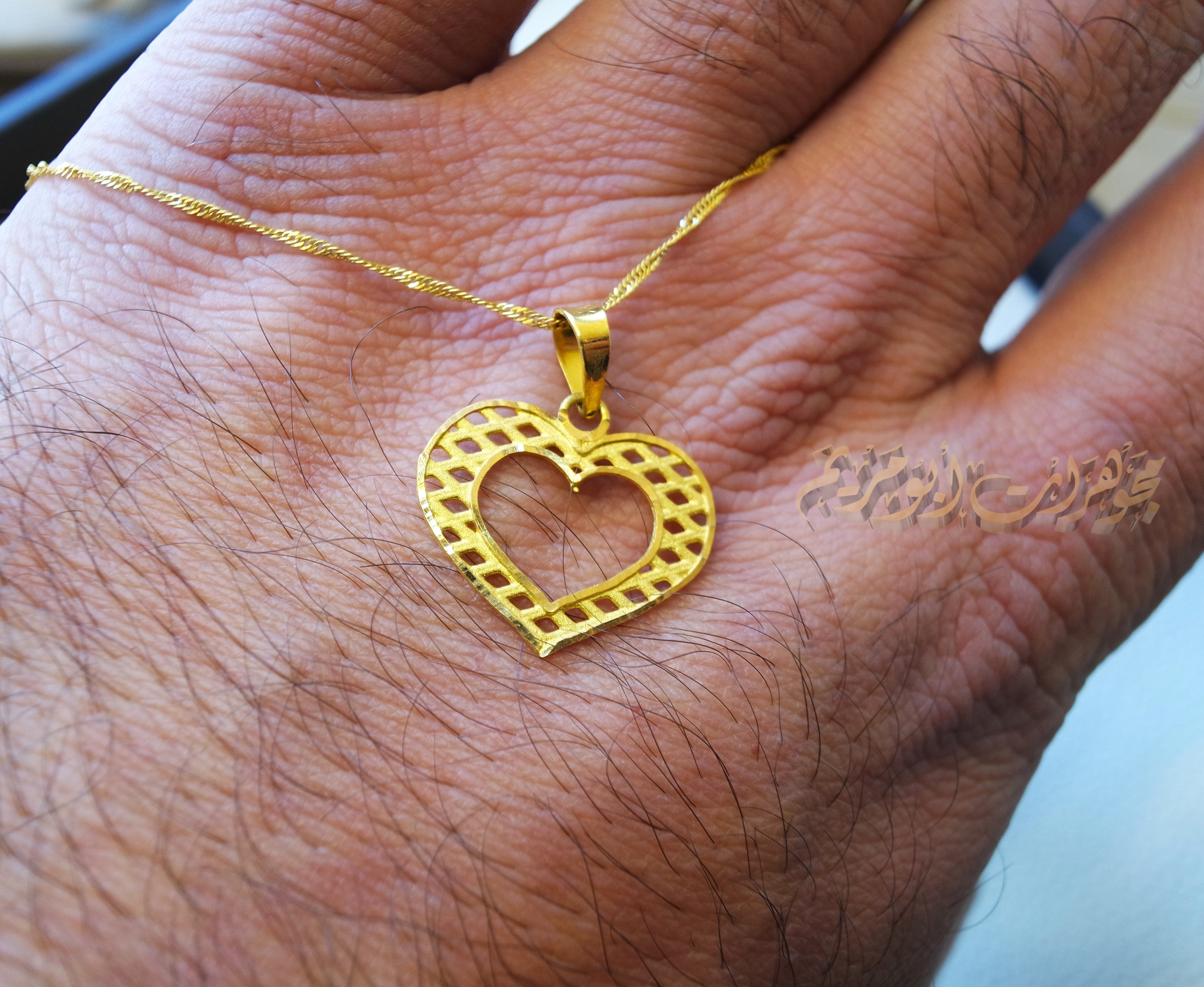 21K gold heart pendant with Disco chain gold jewelry 16 and 20 inches fast shipping with gift box