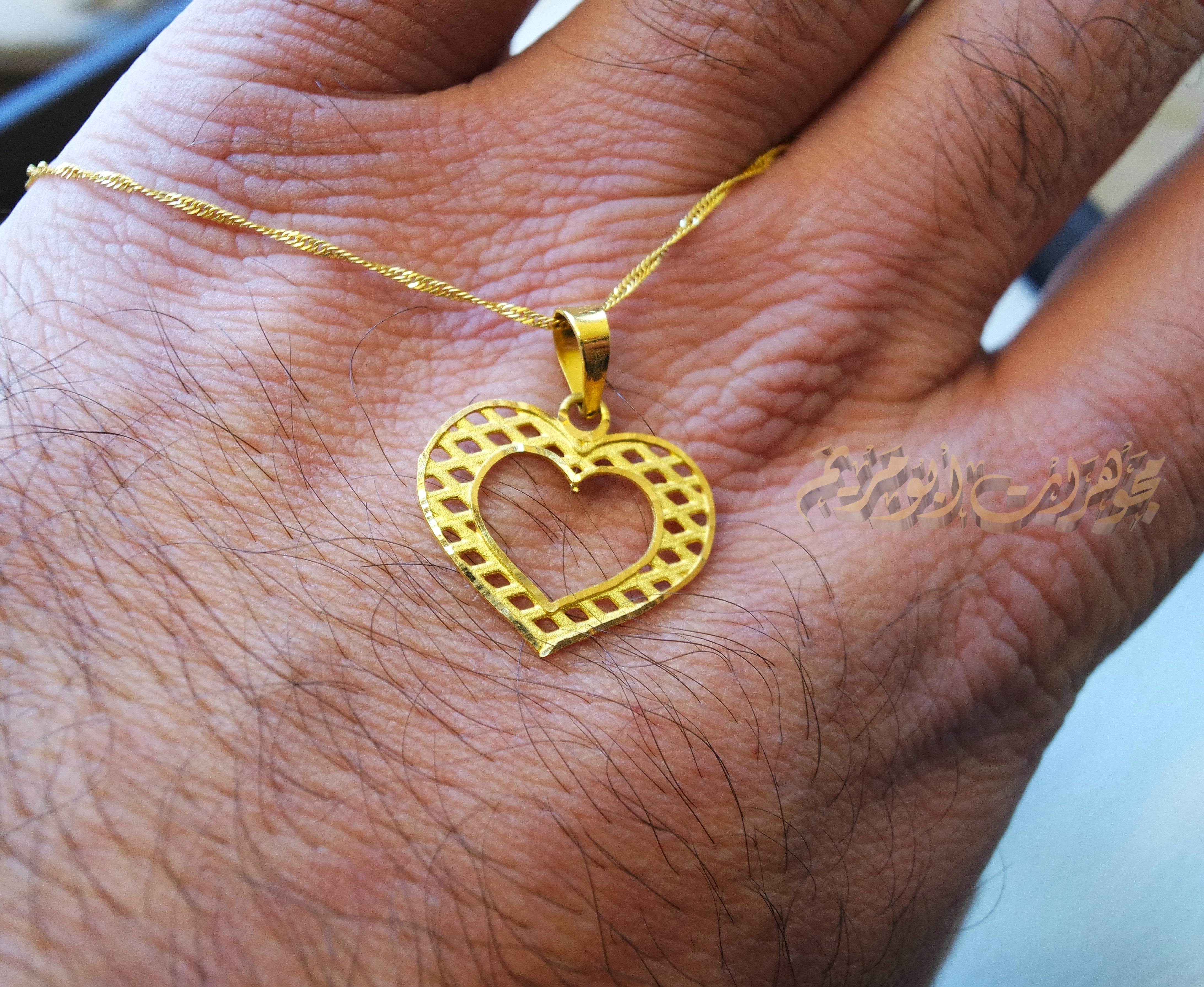 21K gold heart pendant with Disco chain gold jewelry 16 and 20 inches fast shipping with gift box