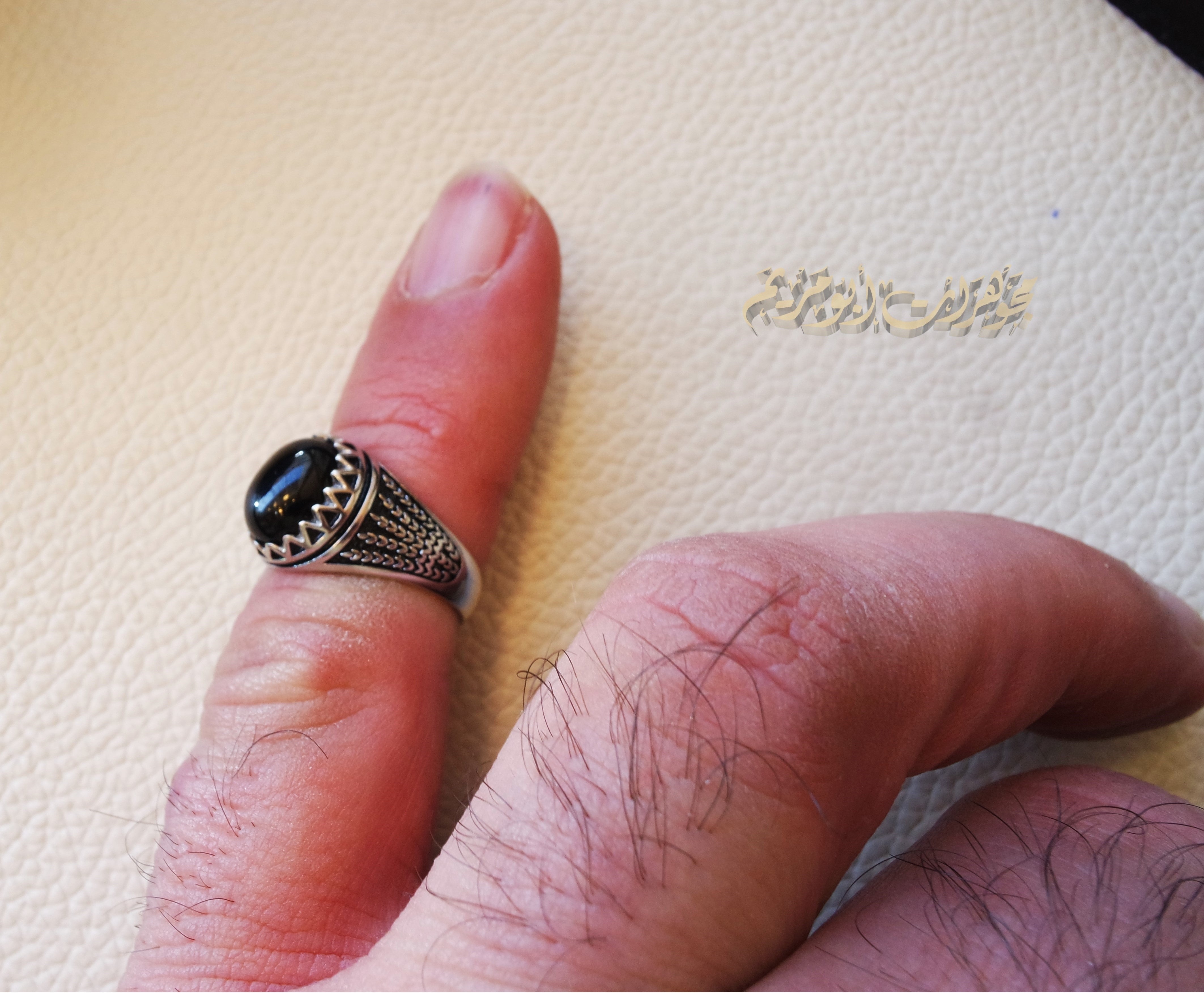 Kids baby ring black Aqeeq agate natural stone sterling silver 925 , perfect for adult pinkie or for boys or girls children jewelry