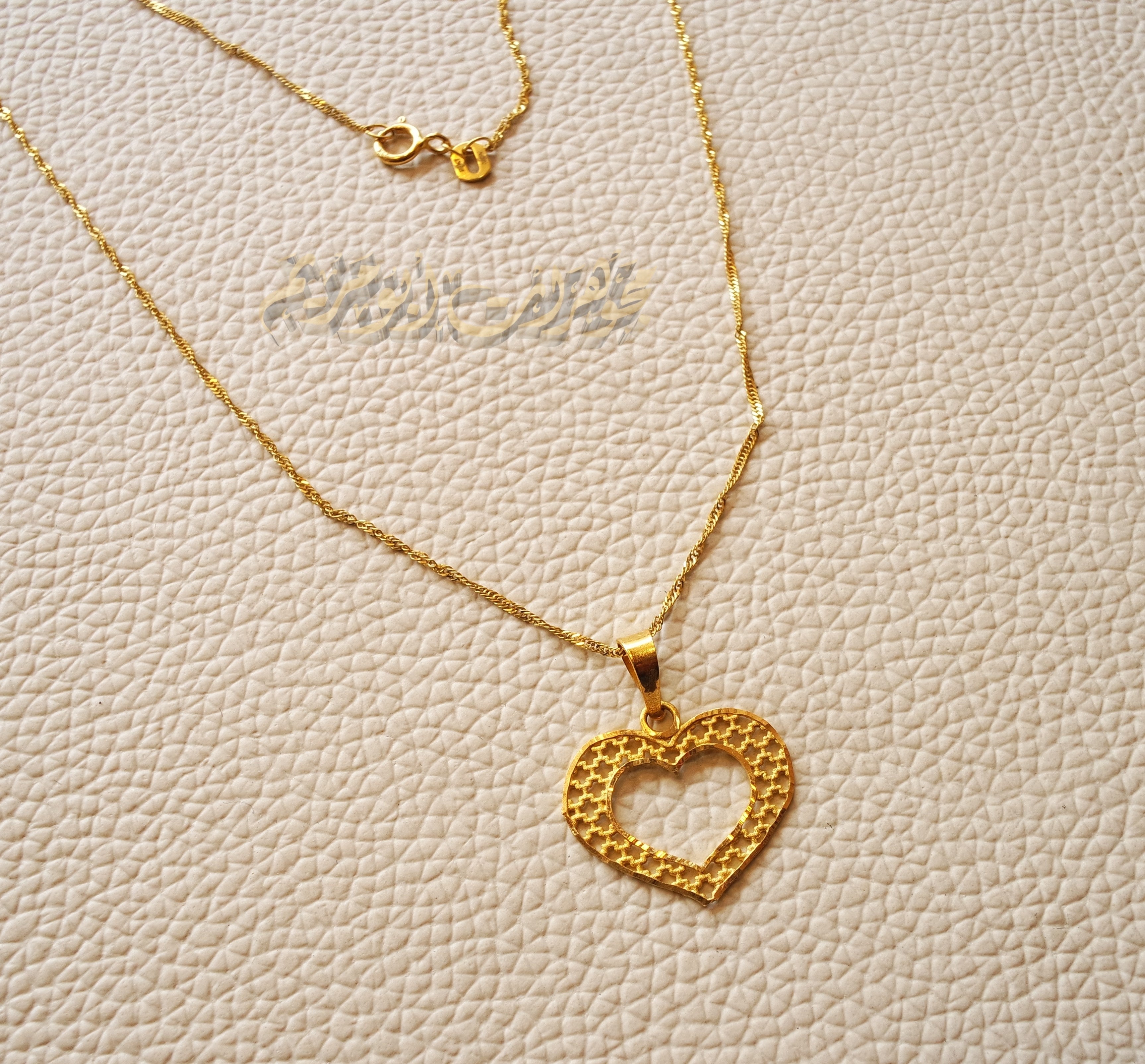 21K gold heart 2 pendant with Disco chain gold jewelry 16 and 20 inches fast shipping with gift box