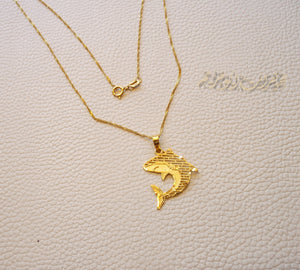 21K gold shark fish pendant with Disco chain gold jewelry 16 and 20 inches fast shipping sea ocean lovers with gift box