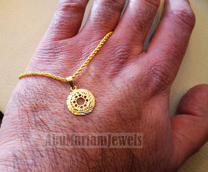 21K gold round pendant with rope chain gold jewelry 16 and 20 inches fast shipping with gift box
