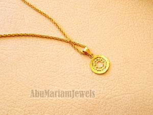 21K gold round pendant with rope chain gold jewelry 16 and 20 inches fast shipping with gift box