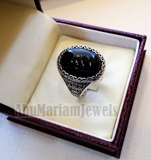 man ring aqeeq natural agate onyx oval stone black big gem sterling silver antique ottoman turkey style fast shipping all sizes men gift
