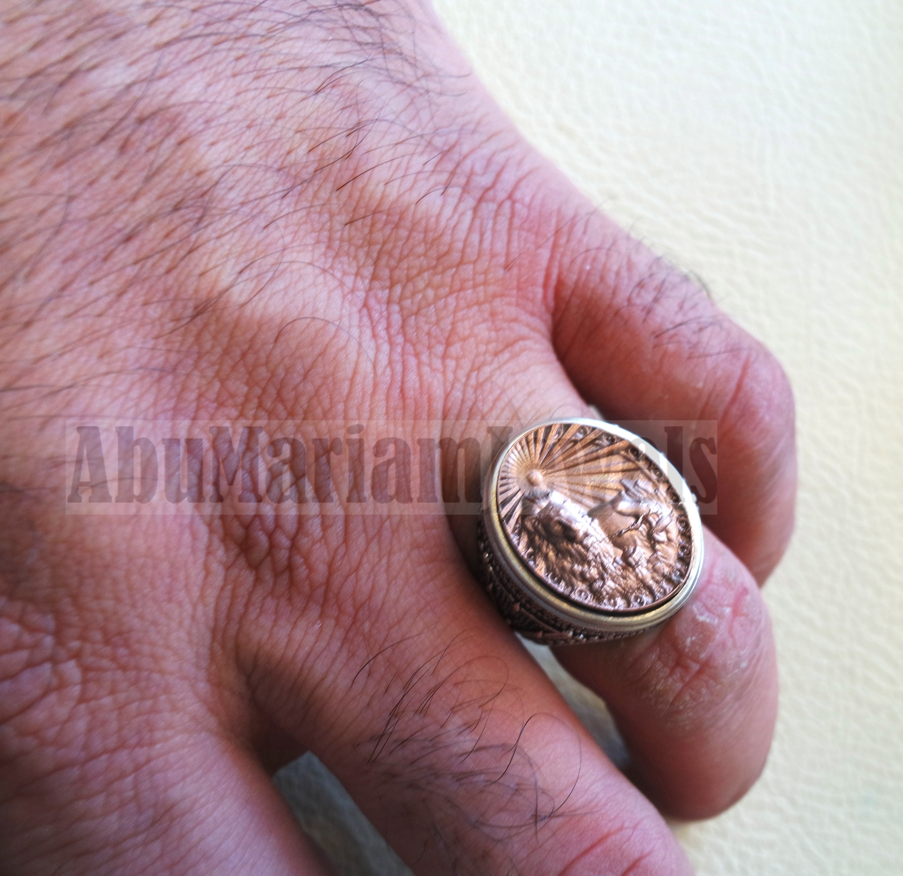 Horoscopes zodiac sign Leo lion sterling silver 925 and antique bronze huge men ring all sizes men jewelry gift that bring luck fast shipping