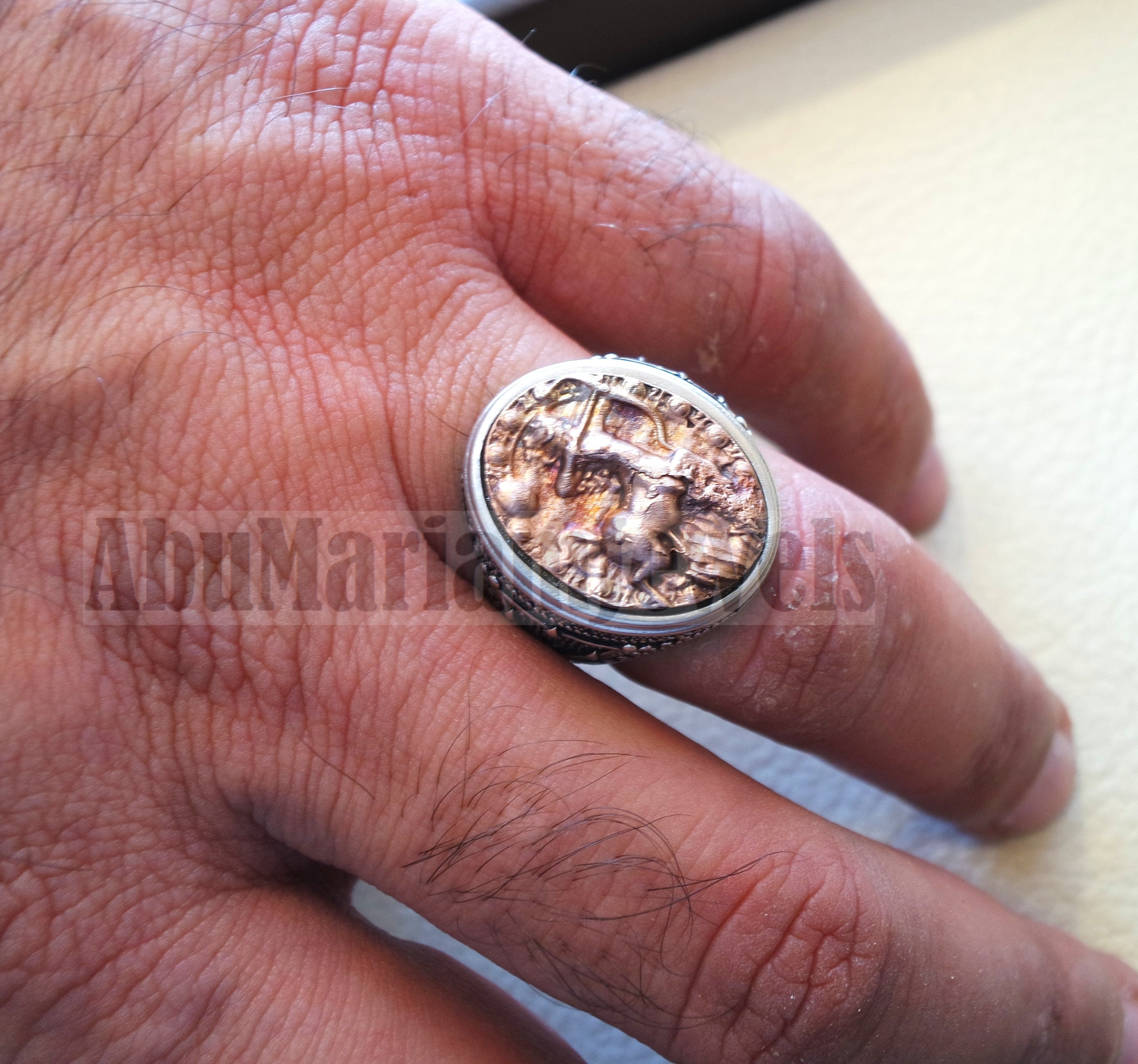 Sagittarius Horoscopes zodiac sign sterling silver 925 and antique bronze huge men ring all sizes men jewelry gift that bring luck fast shipping