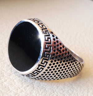 black onyx enamel round man ring sterling silver 925 jewelry all sizes ottoman turkish vintage style fast shipping