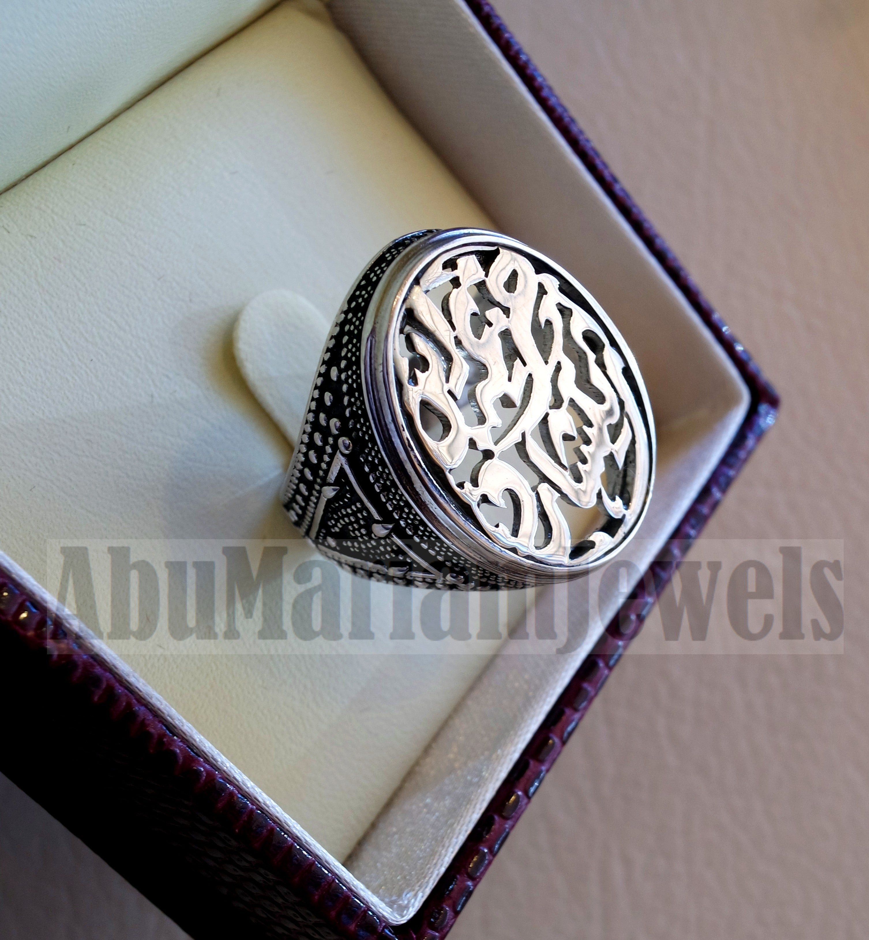 Customized Arabic calligraphy names handmade ring personalized antique jewelry style sterling silver 925 any size TSN1015 خاتم اسم تفصيل
