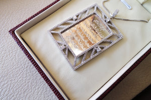 Ayet kursi quraan verses rectangular sterling silver 925 heavy pendant islamic arabic writting round and micro setting cubic zircon jewelry اية الكرسي اسلام الله 3