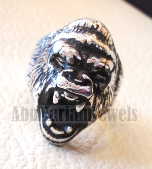 huge Gorilla ring very heavy sterling silver 925 man biker ring all sizes handmade animal head jewelry fast shipping detailed craftsmanship