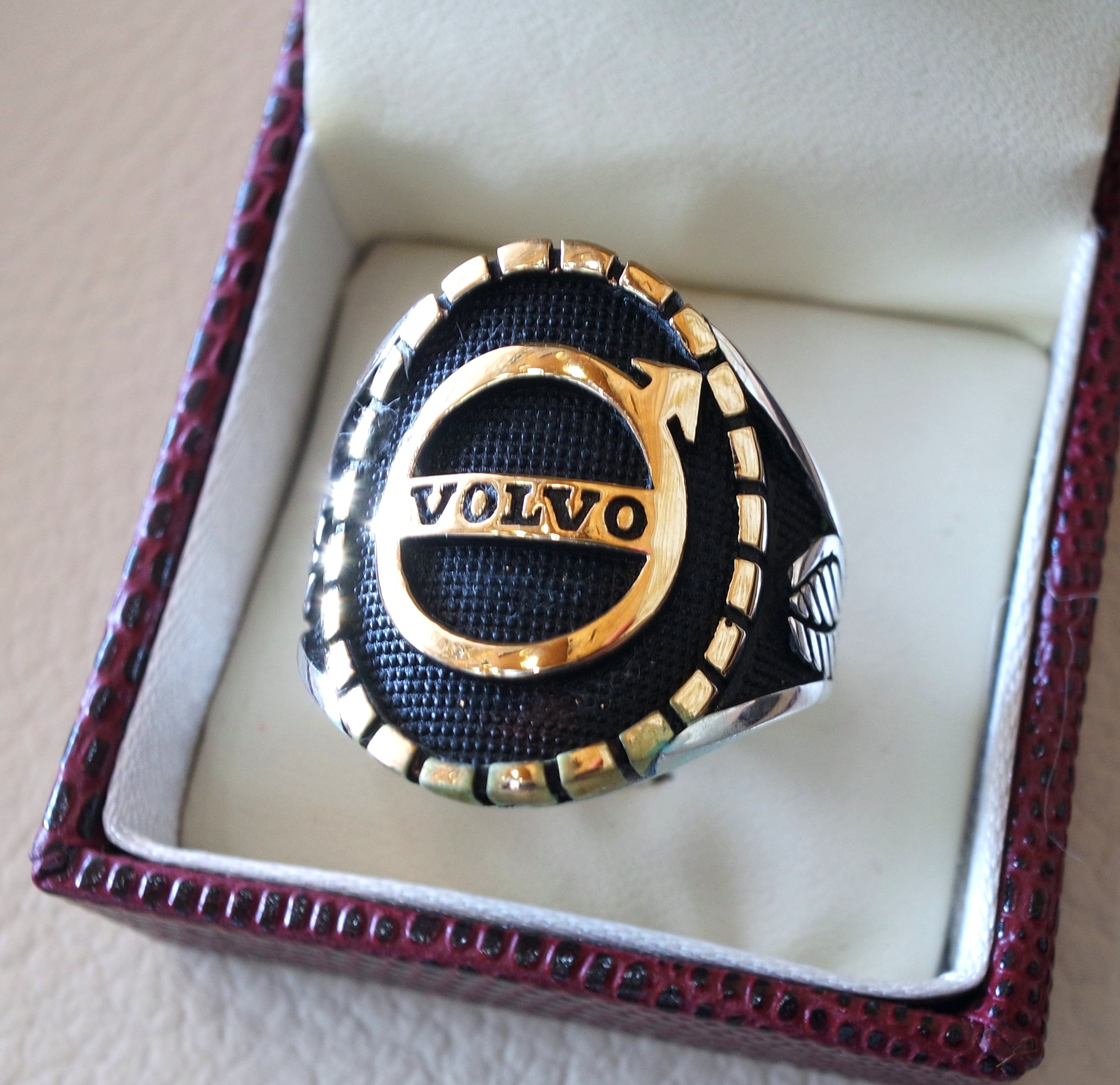 Volvo Sterling Silver 925 e bronzo anello pesante uomo nuova auto regalo ideale tutte le dimensioni