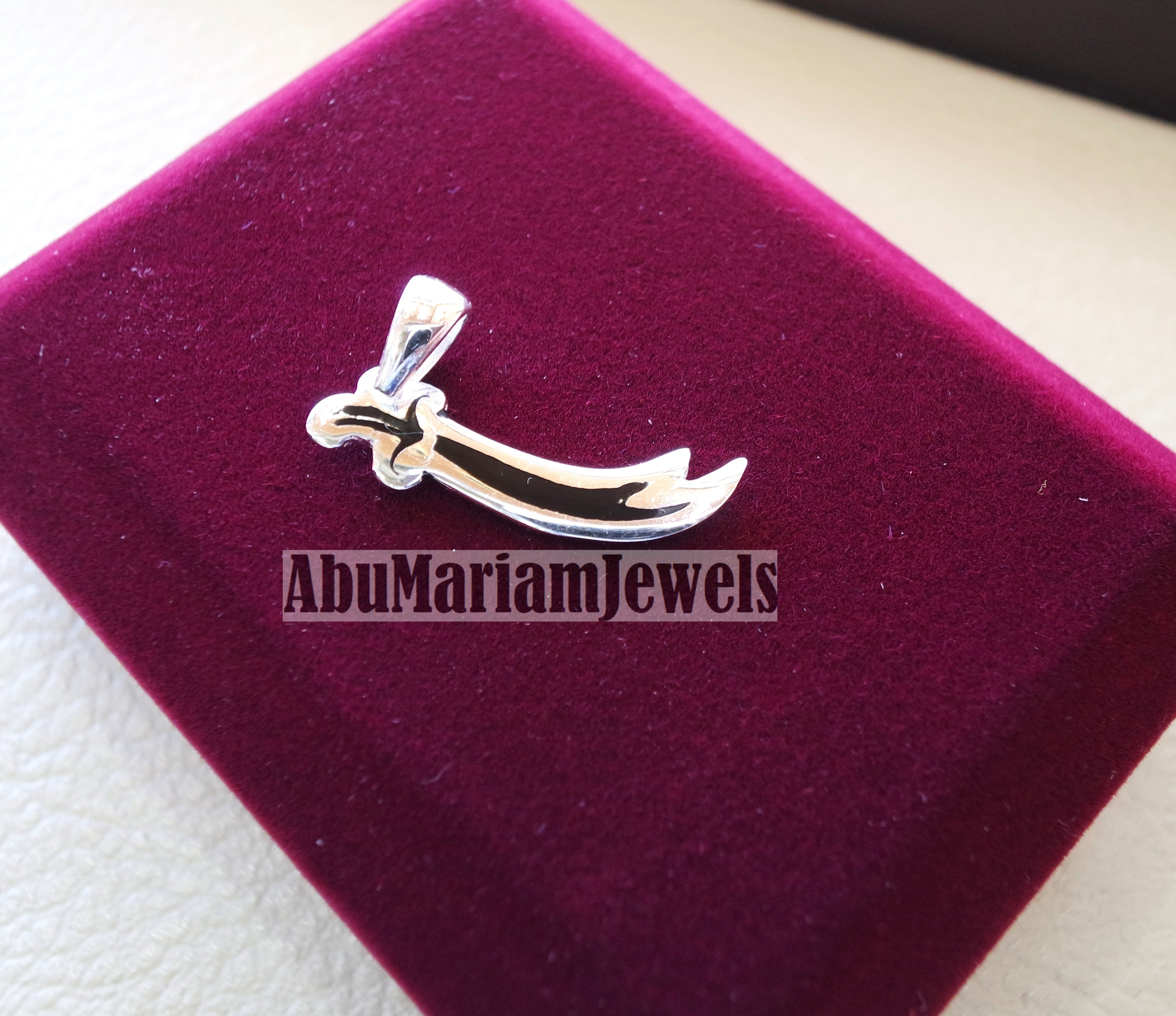 sword pendant small size sterling silver 925 and black enamel handmade Zo Alfaqar Saif express fast shipping with gift jewelry box