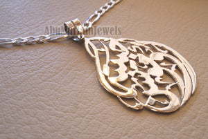 Arabic calligraphy customized name sterling silver 925 high quality polishing pendant with thick chain any two names big size any shape  اسماء عربي