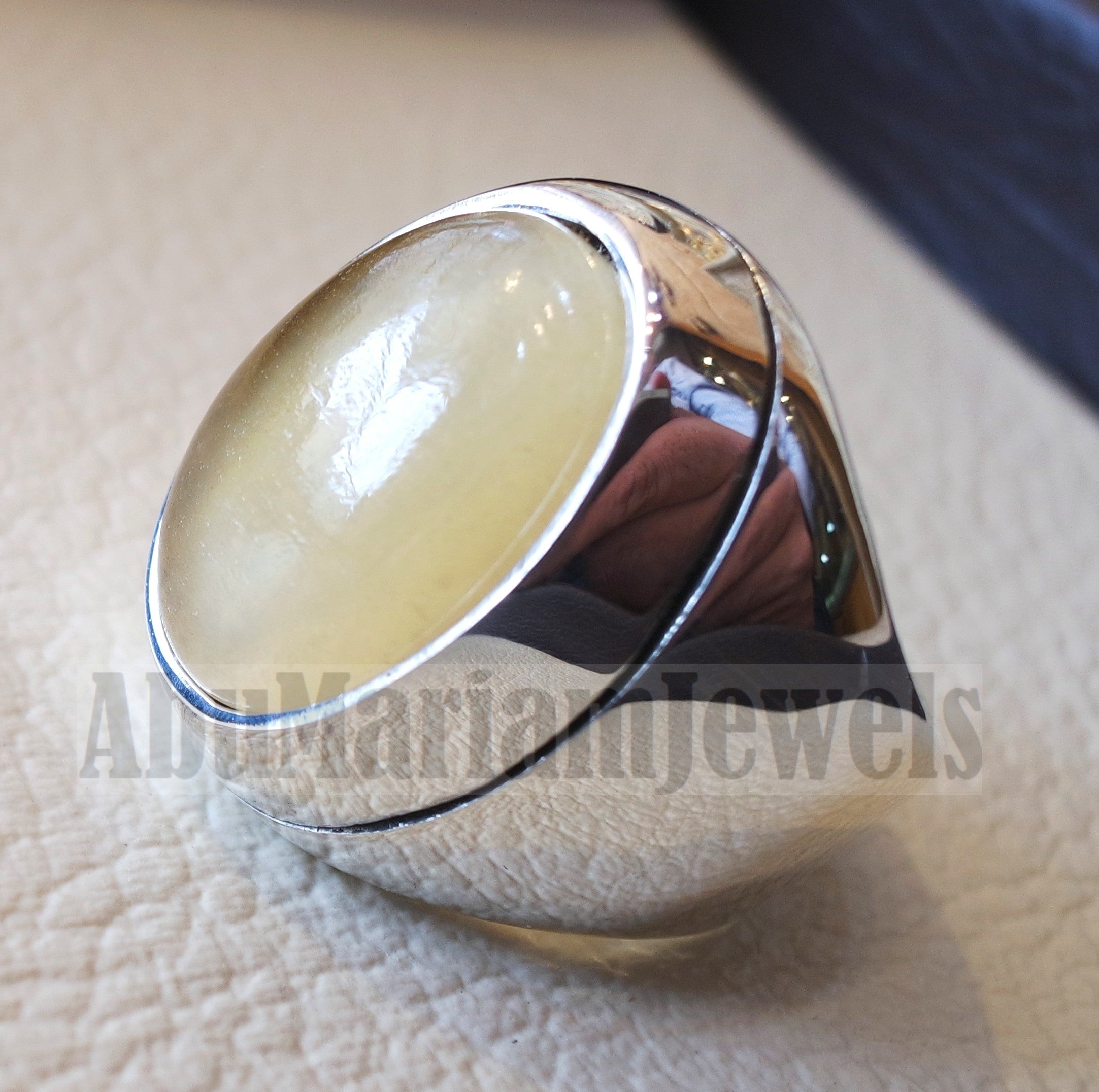 natural yellow fluorite heavy men ring sterling silver 925 unique stone all sizes jewelry fast shipping style
