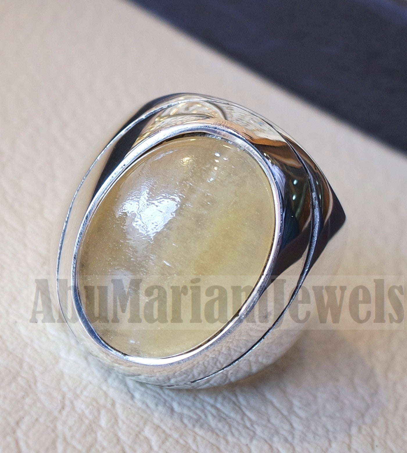 natural yellow fluorite heavy men ring sterling silver 925 unique stone all sizes jewelry fast shipping style