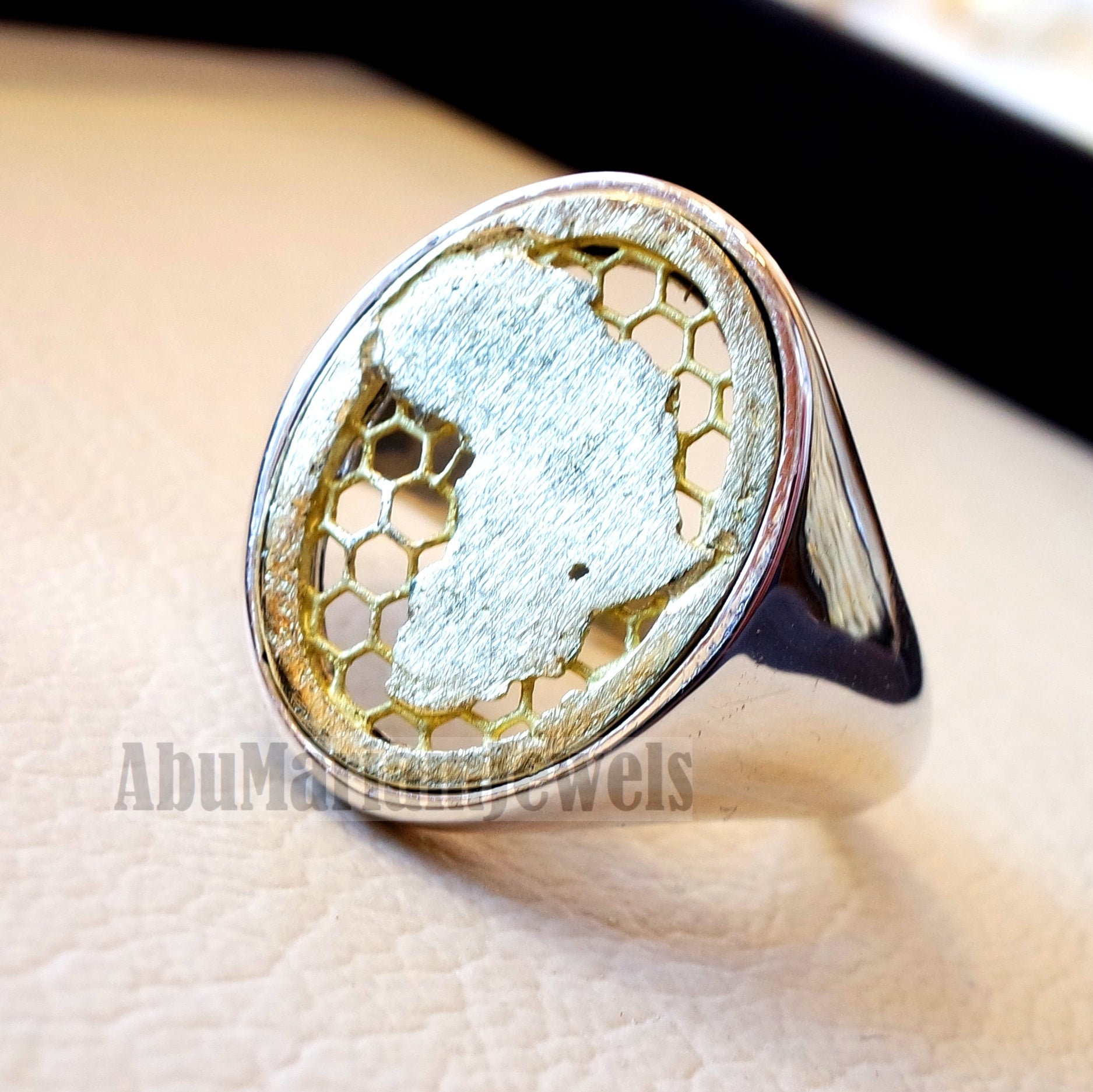 Africa map man ring sterling silver 925 and bronze Arabic oval signet style fast shipping all sizes خاتم أفريقيا