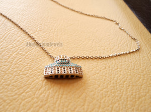 Al Aqsa mosque necklace muslim gift sterling silver 925 with cubic Zirconia colorful micro setting المسجد الأقصى