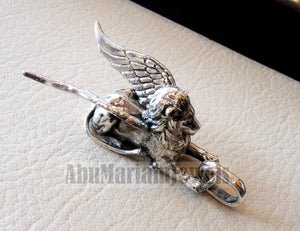 Huge Babylon lion 3D historical mythical winged lion the symbol of ultimate power pendant sterling silver 925 griffin gryphon jewelry
