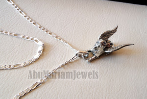Huge Babylon lion 3D historical mythical winged lion the symbol of ultimate power pendant with thick chain sterling silver 925 griffin gryphon jewelry