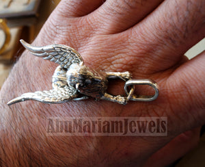 Huge Babylon lion 3D historical mythical winged lion the symbol of ultimate power pendant with thick chain sterling silver 925 griffin gryphon jewelry