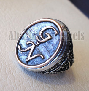Initials Customized men ring personalized any 2 letters antique jewelry style sterling silver 925 and bronze any size In-1002