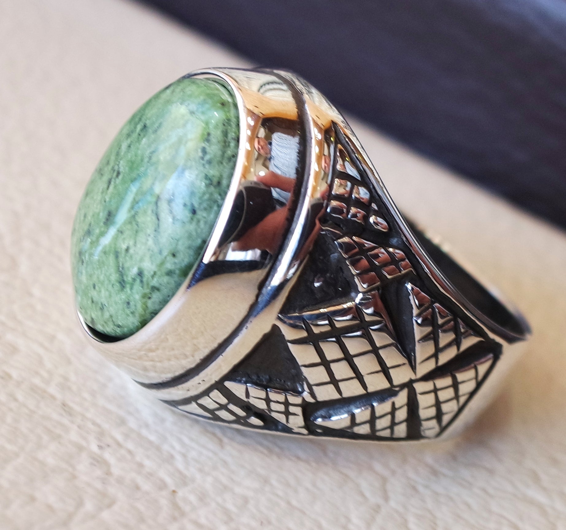 green swiss opal natural stone men ring sterling silver 925 stunning genuine gem ottoman arabic style jewelry all sizes