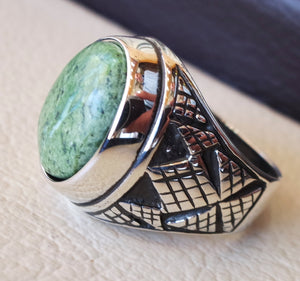 green swiss opal natural stone men ring sterling silver 925 stunning genuine gem ottoman arabic style jewelry all sizes