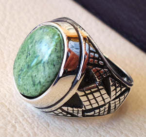 green swiss opal natural stone men ring sterling silver 925 stunning genuine gem ottoman arabic style jewelry all sizes