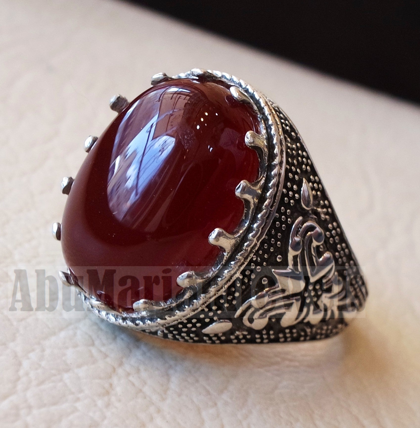 aqeeq Akik natural liver agate carnelian aqiq stone oval red cabochon gem man ring sterling silver arabic middle eastern turkey style