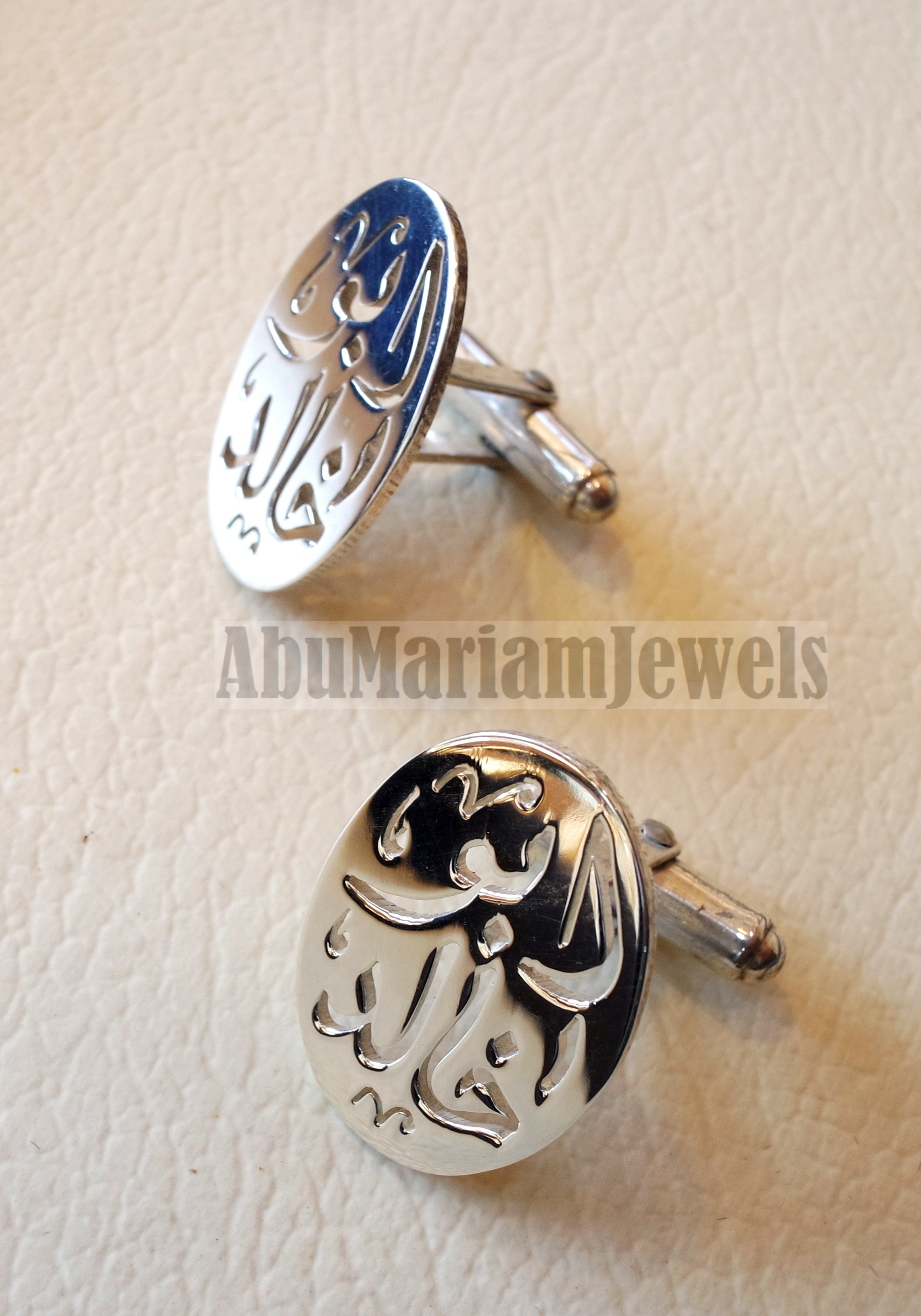 cufflinks , cuflinks name of two words each calligraphy arabic customized any name made to order sterling silver 925 heavy men jewelry cf008