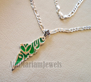 Palestine map pendant sterling silver 925 with thick chain  high quality with green enamel jewelry arabic calligraphy fast shipping خارطه فلسطين