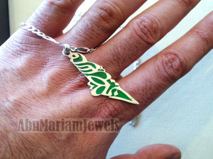 Palestine map pendant sterling silver 925 with thick chain  high quality with green enamel jewelry arabic calligraphy fast shipping خارطه فلسطين