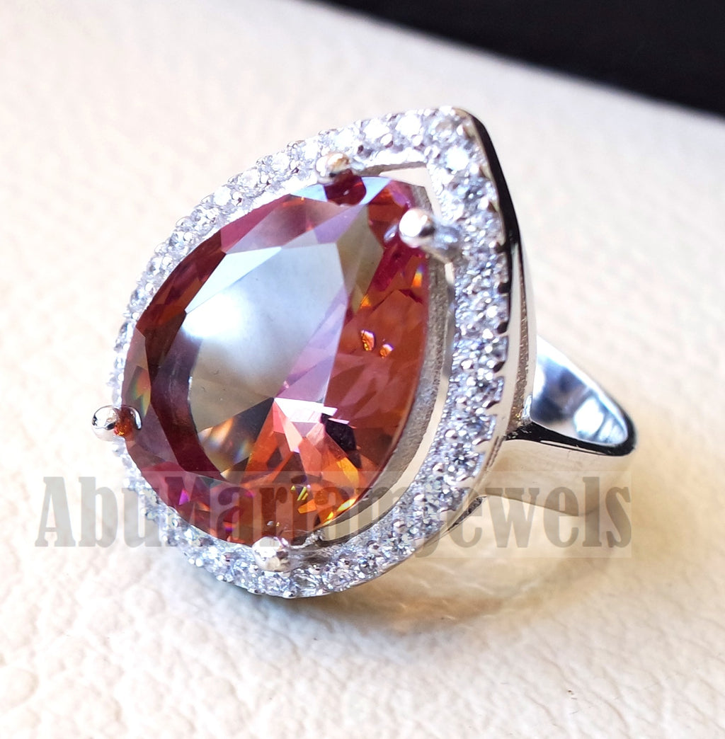 Zultanite oval natural changing color rare pear shape gem in sterling silver 925 Diaspore women ring cut stone all sizes entourage cubic zircon